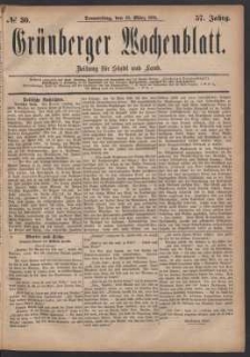 Grünberger Wochenblatt: Zeitung für Stadt und Land, No. 30. (10. März 1881)