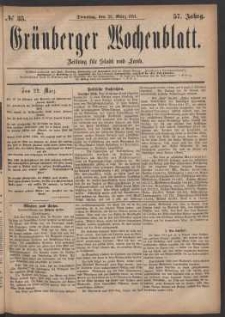 Grünberger Wochenblatt: Zeitung für Stadt und Land, No. 35. (22. März 1881)