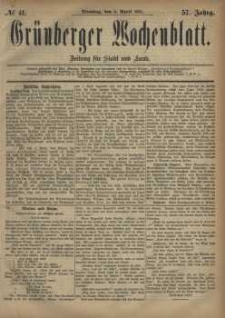 Grünberger Wochenblatt: Zeitung für Stadt und Land, No. 41. (5. April 1881)