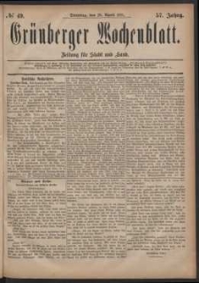 Grünberger Wochenblatt: Zeitung für Stadt und Land, No. 49. (26. April 1881)