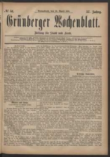 Grünberger Wochenblatt: Zeitung für Stadt und Land, No. 51. (30. April 1881)
