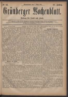 Grünberger Wochenblatt: Zeitung für Stadt und Land, No. 54. (7. Mai 1881)