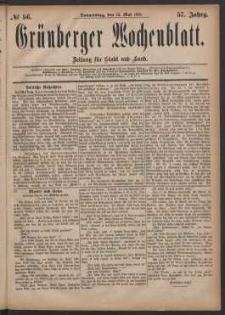 Gr&uuml;nberger Wochenblatt: Zeitung f&uuml;r Stadt und Land, No. 56. (12. Mai 1881)