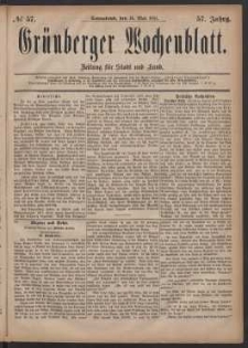 Grünberger Wochenblatt: Zeitung für Stadt und Land, No. 57. (14. Mai 1881)