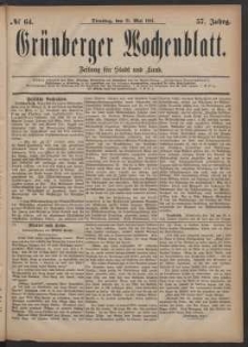 Gr&uuml;nberger Wochenblatt: Zeitung f&uuml;r Stadt und Land, No. 64. (31. Mai 1881)