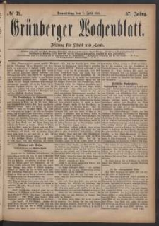 Grünberger Wochenblatt: Zeitung für Stadt und Land, No. 79. (7. Juli 1881)