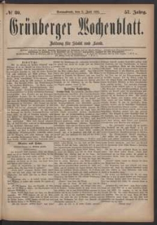 Grünberger Wochenblatt: Zeitung für Stadt und Land, No. 80. (9. Juli 1881)
