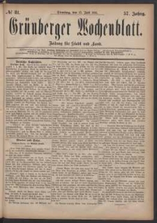 Grünberger Wochenblatt: Zeitung für Stadt und Land, No. 81. (12. Juli 1881)