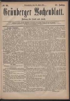 Gr&uuml;nberger Wochenblatt: Zeitung f&uuml;r Stadt und Land, No. 86. (23. Juli 1881)