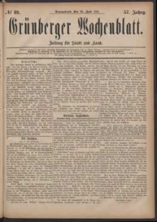 Gr&uuml;nberger Wochenblatt: Zeitung f&uuml;r Stadt und Land, No. 89. (30. Juli 1881)