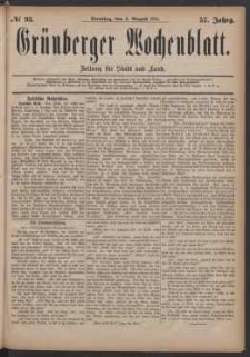 Grünberger Wochenblatt: Zeitung für Stadt und Land, No. 93. (9. August 1881)