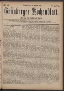 Grünberger Wochenblatt: Zeitung für Stadt und Land, No. 96. (16. August 1881)