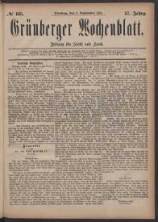 Grünberger Wochenblatt: Zeitung für Stadt und Land, No. 105. (6. September 1881)