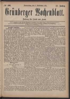 Grünberger Wochenblatt: Zeitung für Stadt und Land, No. 106. (8. September 1881)