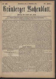 Gr&uuml;nberger Wochenblatt: Zeitung f&uuml;r Stadt und Land, No. 110. (17. September 1881)