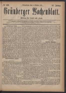 Grünberger Wochenblatt: Zeitung für Stadt und Land, No. 119. (8. Oktober 1881)
