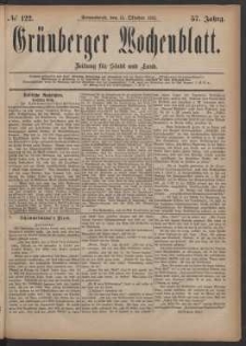 Grünberger Wochenblatt: Zeitung für Stadt und Land, No. 122. (15. Oktober 1881)