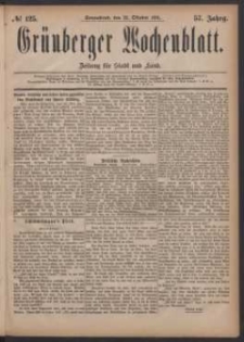 Grünberger Wochenblatt: Zeitung für Stadt und Land, No. 125. (22. Oktober 1881)
