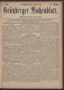 Grünberger Wochenblatt: Zeitung für Stadt und Land, No. 128. (29. Oktober 1881)
