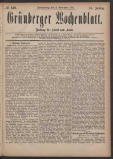 Gr&uuml;nberger Wochenblatt: Zeitung f&uuml;r Stadt und Land, No. 130. (3. November 1881)