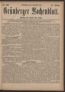 Grünberger Wochenblatt: Zeitung für Stadt und Land, No. 132. (8. November 1881)