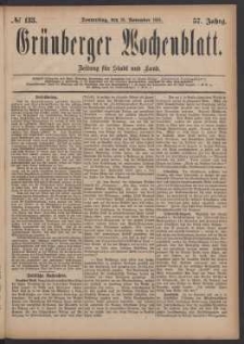 Grünberger Wochenblatt: Zeitung für Stadt und Land, No. 133. (10. November 1881)