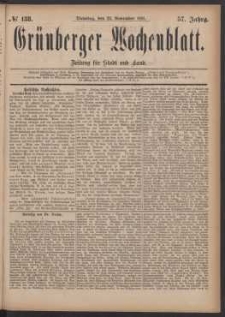 Grünberger Wochenblatt: Zeitung für Stadt und Land, No. 138. (22. November 1881)