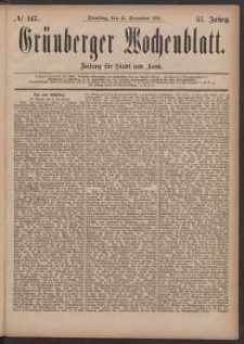 Grünberger Wochenblatt: Zeitung für Stadt und Land, No. 147. (13. December 1881)