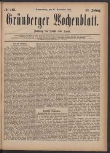 Grünberger Wochenblatt: Zeitung für Stadt und Land, No. 148. (15. December 1881)