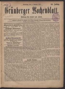Gr&uuml;nberger Wochenblatt: Zeitung f&uuml;r Stadt und Land, No. 1. (3. Januar 1882)