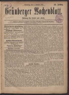 Grünberger Wochenblatt: Zeitung für Stadt und Land, No. 1. (3. Januar 1882)