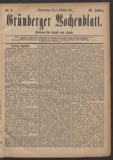 Gr&uuml;nberger Wochenblatt: Zeitung f&uuml;r Stadt und Land, No. 2. (5. Januar 1882)