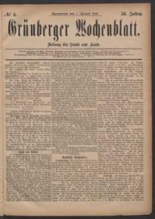 Gr&uuml;nberger Wochenblatt: Zeitung f&uuml;r Stadt und Land, No. 3. (7. Januar 1882)