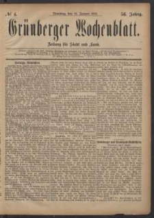 Gr&uuml;nberger Wochenblatt: Zeitung f&uuml;r Stadt und Land, No. 4. (10. Januar 1882)