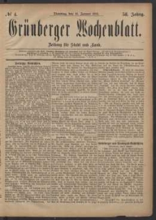 Grünberger Wochenblatt: Zeitung für Stadt und Land, No. 4. (10. Januar 1882)