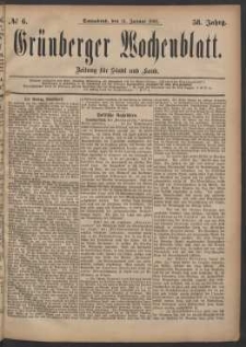Gr&uuml;nberger Wochenblatt: Zeitung f&uuml;r Stadt und Land, No. 6. (14. Januar 1882)