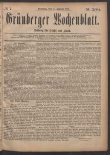 Gr&uuml;nberger Wochenblatt: Zeitung f&uuml;r Stadt und Land, No. 7. (17. Januar 1882)