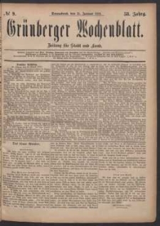 Gr&uuml;nberger Wochenblatt: Zeitung f&uuml;r Stadt und Land, No. 9. (21. Januar 1882)