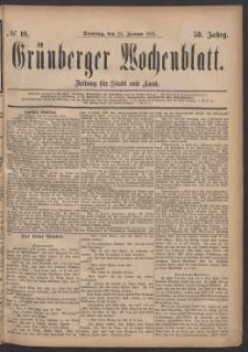 Gr&uuml;nberger Wochenblatt: Zeitung f&uuml;r Stadt und Land, No. 10. (24. Januar 1882)