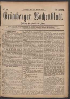 Grünberger Wochenblatt: Zeitung für Stadt und Land, No. 10. (24. Januar 1882)