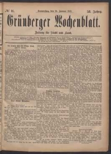 Gr&uuml;nberger Wochenblatt: Zeitung f&uuml;r Stadt und Land, No. 11. (26. Januar 1882)