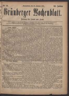 Grünberger Wochenblatt: Zeitung für Stadt und Land, No. 12. (28. Januar 1882)