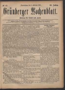 Gr&uuml;nberger Wochenblatt: Zeitung f&uuml;r Stadt und Land, No. 17. (9. Februar 1882)