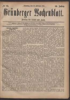 Grünberger Wochenblatt: Zeitung für Stadt und Land, No. 25. (28. Februar 1882)