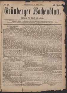 Gr&uuml;nberger Wochenblatt: Zeitung f&uuml;r Stadt und Land, No. 30. (11. M&auml;rz 1882)