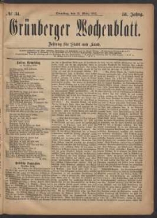Gr&uuml;nberger Wochenblatt: Zeitung f&uuml;r Stadt und Land, No. 34. (21. M&auml;rz 1882)