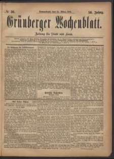 Gr&uuml;nberger Wochenblatt: Zeitung f&uuml;r Stadt und Land, No. 36. (25. M&auml;rz 1882)