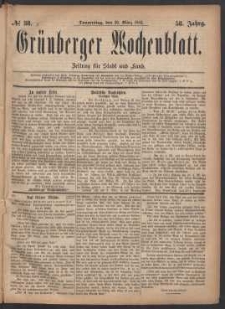 Gr&uuml;nberger Wochenblatt: Zeitung f&uuml;r Stadt und Land, No. 38. (30. M&auml;rz 1882)