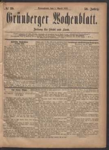 Grünberger Wochenblatt: Zeitung für Stadt und Land, No. 39. (1. April 1882)