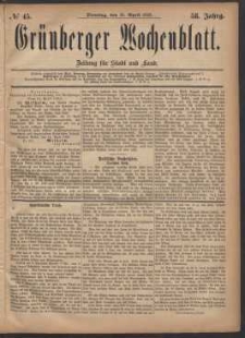 Grünberger Wochenblatt: Zeitung für Stadt und Land, No. 45. (18. April 1882)